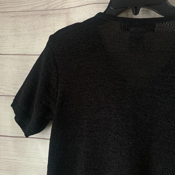 Studio Collection Black Cardigan Sweater Button Up Front Short Sleeve Size M - Picture 16 of 16